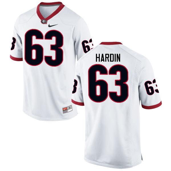 Men Georgia Bulldogs #63 Sage Hardin College Football Jerseys-White